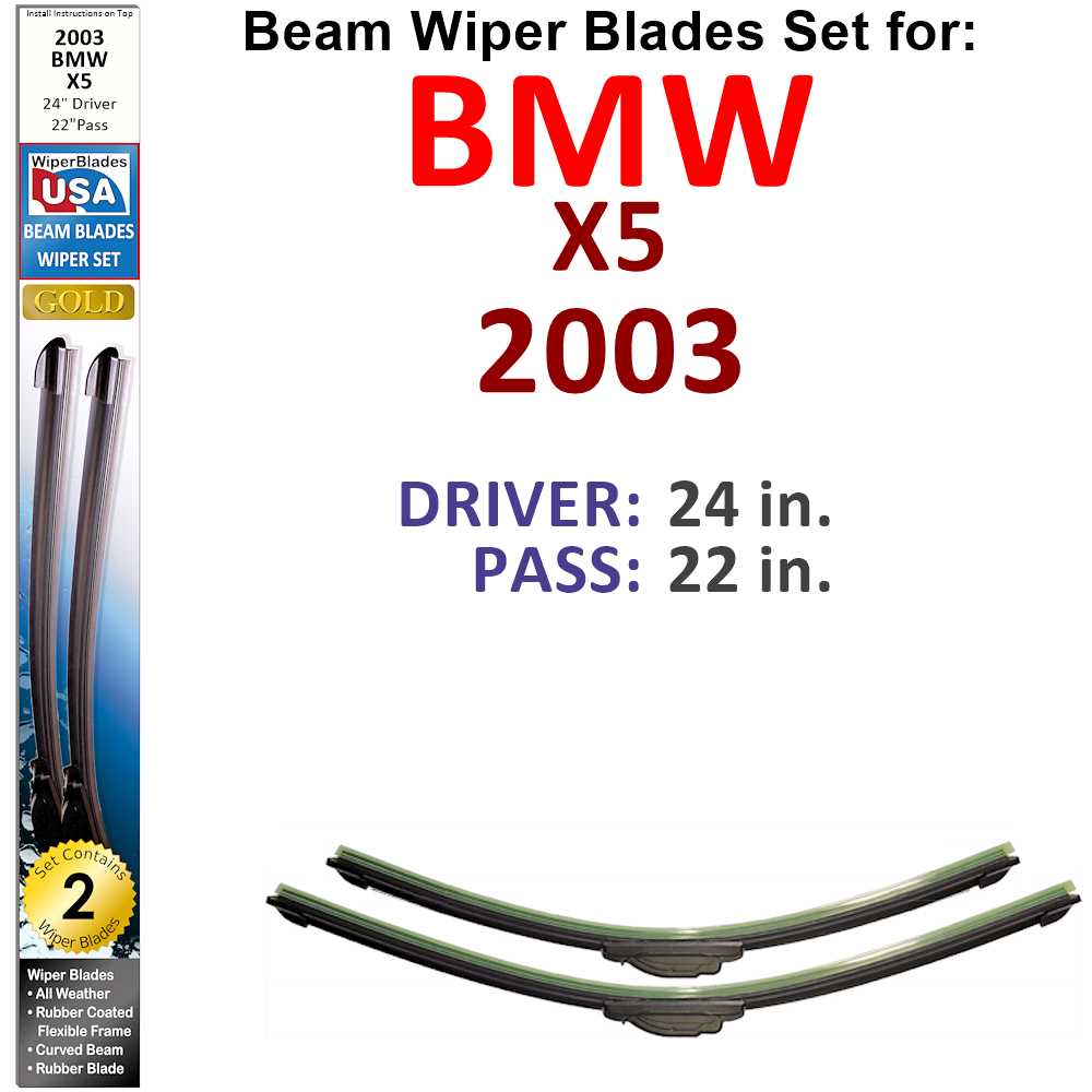 Beam Wiper Blades for 2003 BMW X5 (Set of 2) - Premium Automotive from Bronze Coco - Just $32.99! Shop now at Rapidvehicles