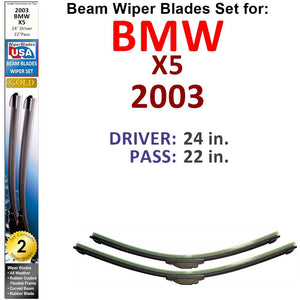 Beam Wiper Blades for 2003 BMW X5 (Set of 2) - Premium Automotive from Bronze Coco - Just $27.99! Shop now at Rapidvehicles