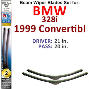 Beam Wiper Blades for 1999 BMW 328i  Convertible (Set of 2) - Premium Automotive from Bronze Coco - Just $27.99! Shop now at Rapidvehicles