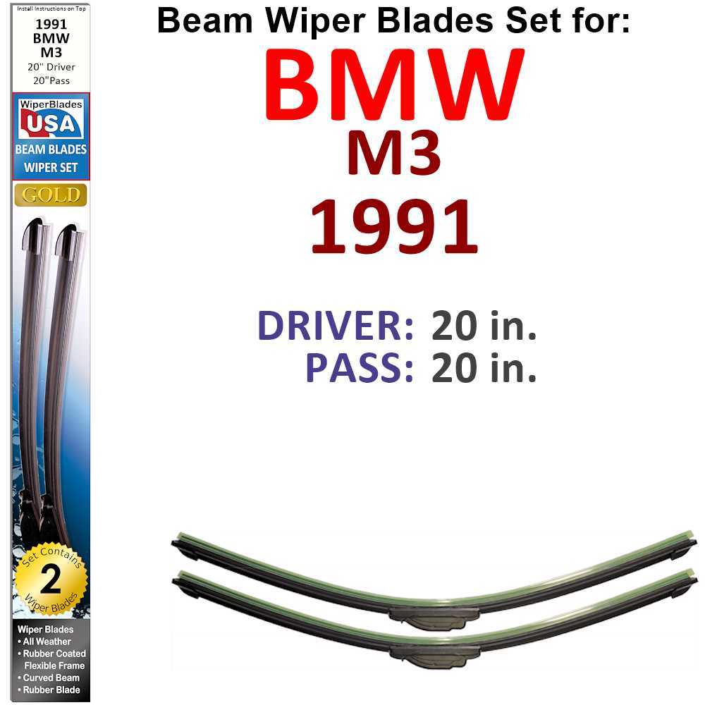 Beam Wiper Blades for 1991 BMW M3 (Set of 2) - Premium Automotive from Bronze Coco - Just $32.99! Shop now at Rapidvehicles