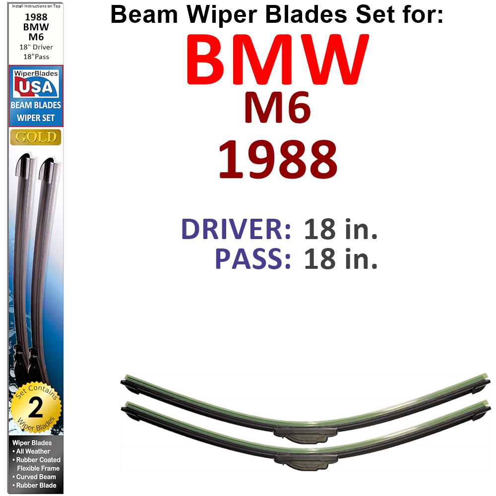 Beam Wiper Blades for 1988 BMW M6 (Set of 2) - Premium Automotive from Bronze Coco - Just $35.99! Shop now at Rapidvehicles