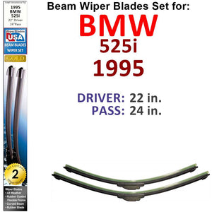 Beam Wiper Blades for 1995 BMW 525i (Set of 2) - Premium Automotive from Bronze Coco - Just $27.99! Shop now at Rapidvehicles