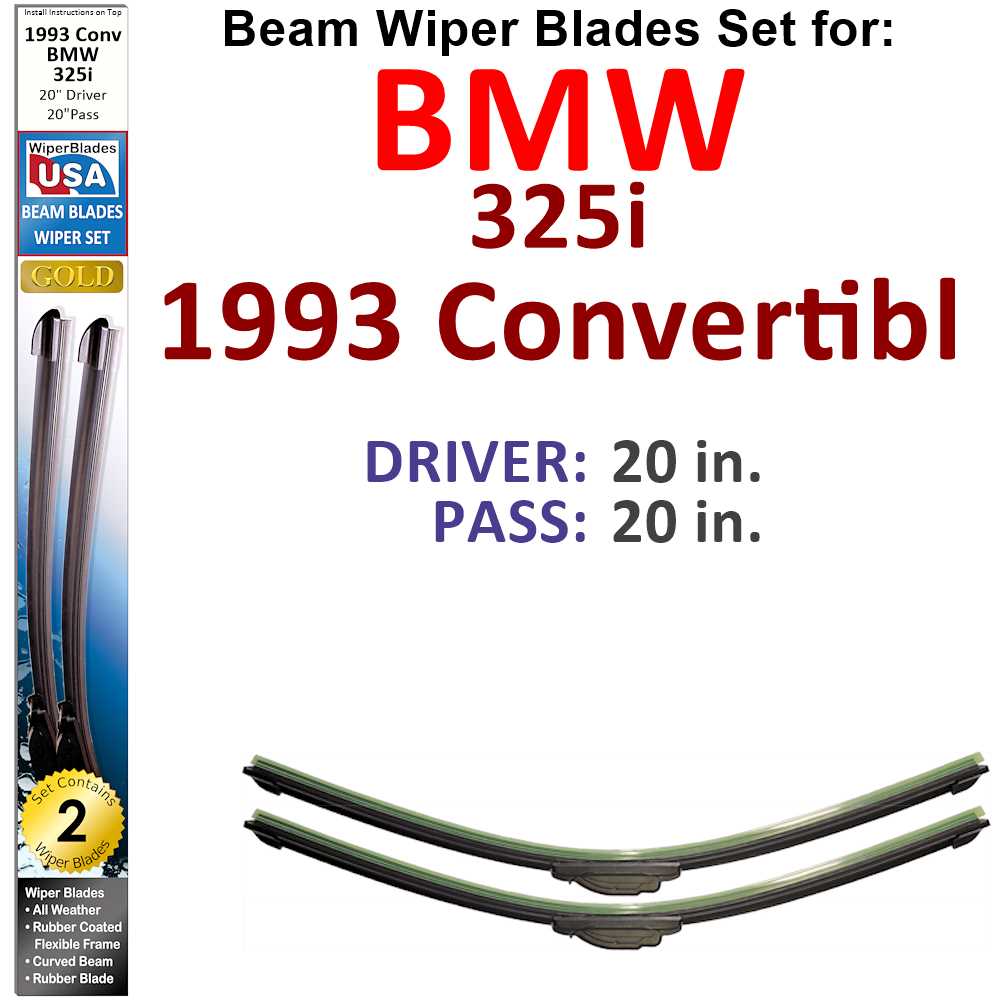 Beam Wiper Blades for 1993 BMW 325i  Convertible (Set of 2) - Premium Automotive from Bronze Coco - Just $27.99! Shop now at Rapidvehicles