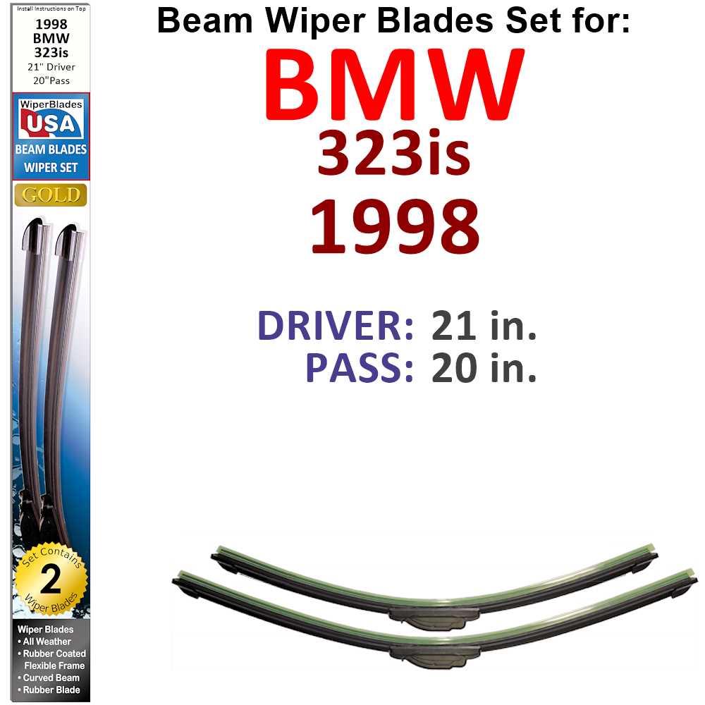 Beam Wiper Blades for 1998 BMW 323is (Set of 2) - Premium Automotive from Bronze Coco - Just $27.99! Shop now at Rapidvehicles