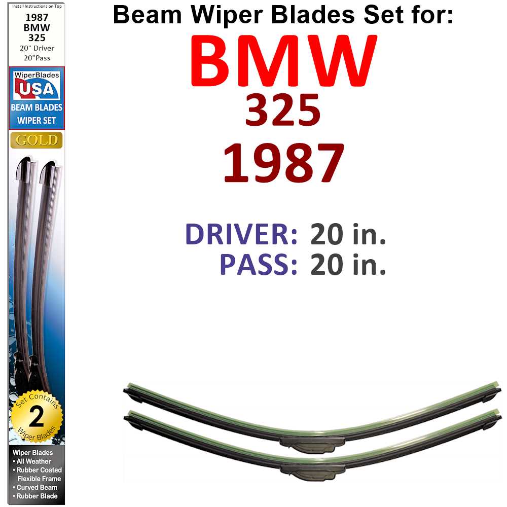 Beam Wiper Blades for 1987 BMW 325 (Set of 2) - Premium Automotive from Bronze Coco - Just $27.99! Shop now at Rapidvehicles