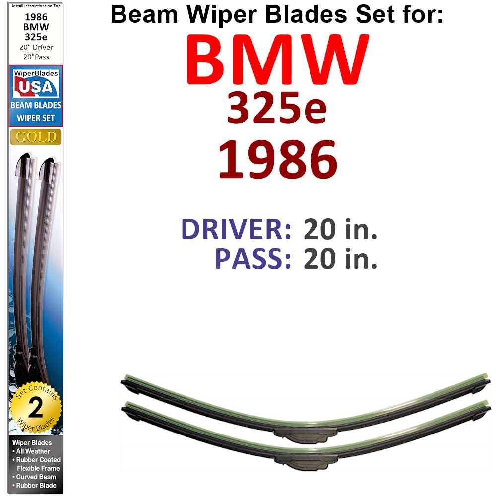 Beam Wiper Blades for 1986 BMW 325e (Set of 2) - Premium Automotive from Bronze Coco - Just $32.99! Shop now at Rapidvehicles