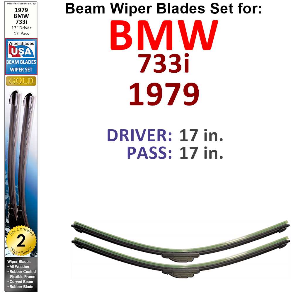 Beam Wiper Blades for 1979 BMW 733i (Set of 2) - Premium Automotive from Bronze Coco - Just $27.99! Shop now at Rapidvehicles