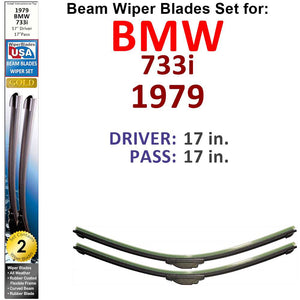 Beam Wiper Blades for 1979 BMW 733i (Set of 2) - Premium Automotive from Bronze Coco - Just $32.99! Shop now at Rapidvehicles