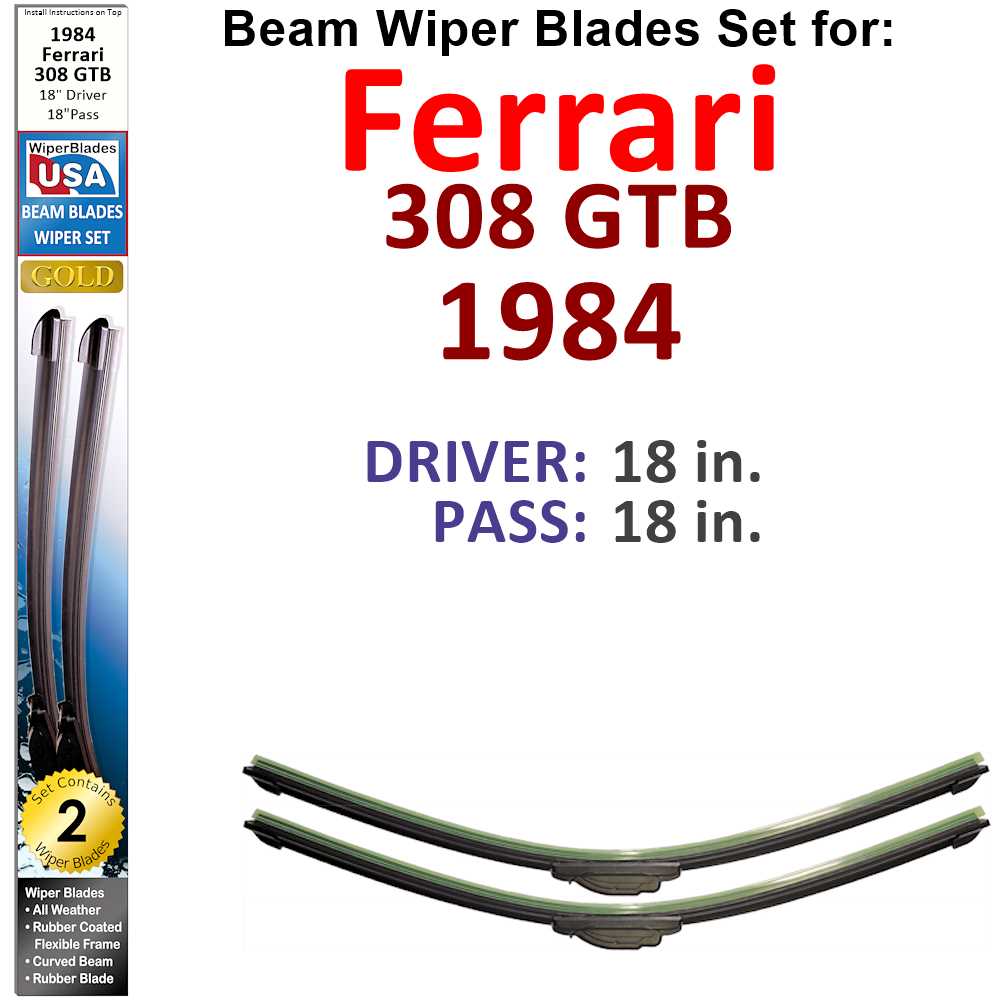 Beam Wiper Blades for 1984 Ferrari 308 GTB (Set of 2) - Premium Automotive from Bronze Coco - Just $32.99! Shop now at Rapidvehicles