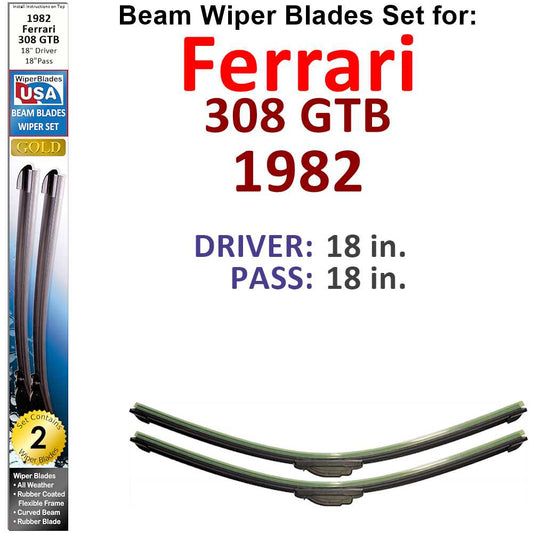 Beam Wiper Blades for 1982 Ferrari 308 GTB (Set of 2) - Premium Automotive from Bronze Coco - Just $32.99! Shop now at Rapidvehicles