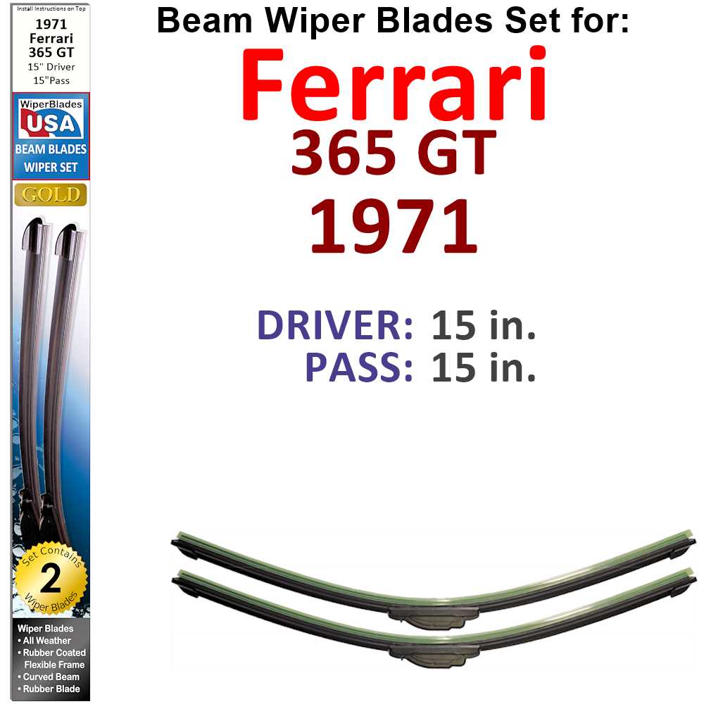 Beam Wiper Blades for 1971 Ferrari 365 GT (Set of 2) - Premium Automotive from Bronze Coco - Just $27.99! Shop now at Rapidvehicles