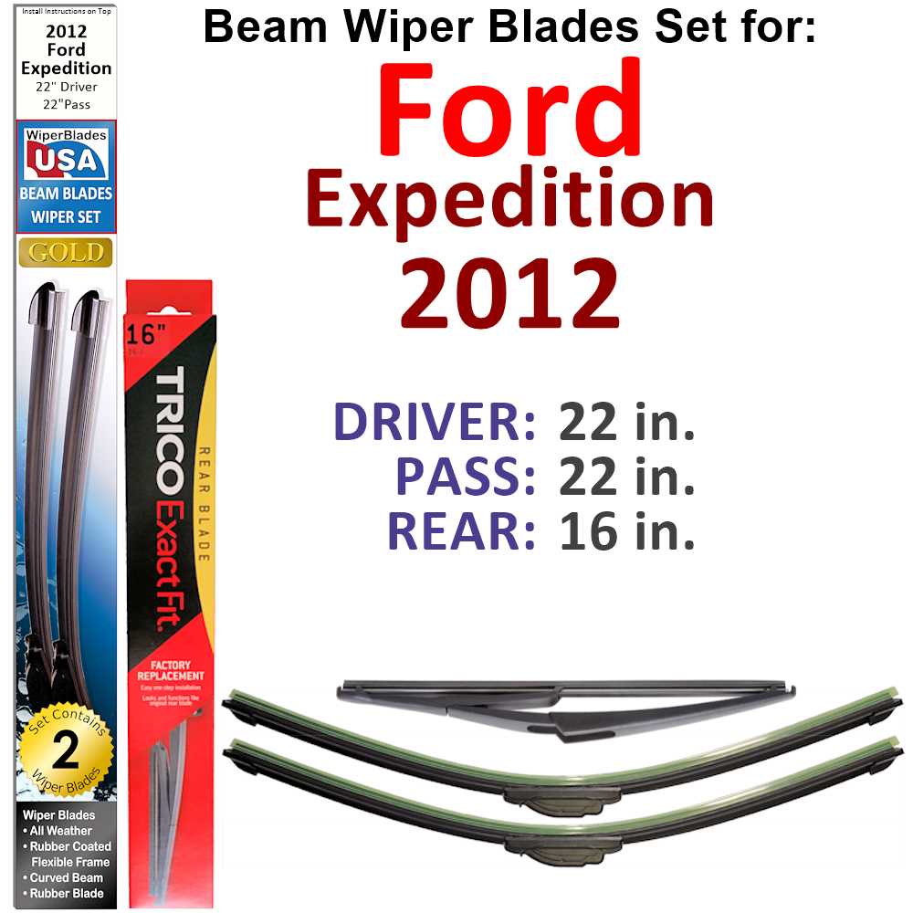 Beam Wiper Blades for 2012 Ford Expedition (Set of 3) - Premium Automotive from Bronze Coco - Just $42.99! Shop now at Rapidvehicles