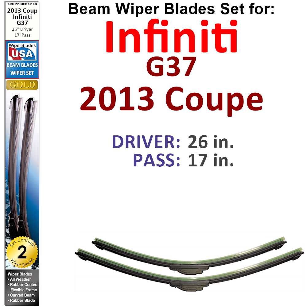 Beam Wiper Blades for 2013 Infiniti G37  Coupe (Set of 2) - Premium Automotive from Bronze Coco - Just $35.99! Shop now at Rapidvehicles