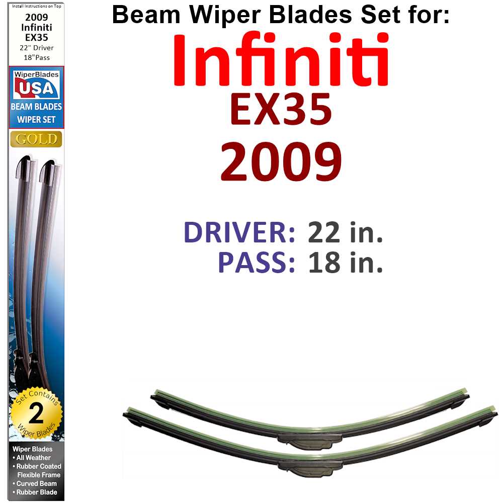 Beam Wiper Blades for 2009 Infiniti EX35 (Set of 2) - Premium Automotive from Bronze Coco - Just $27.99! Shop now at Rapidvehicles