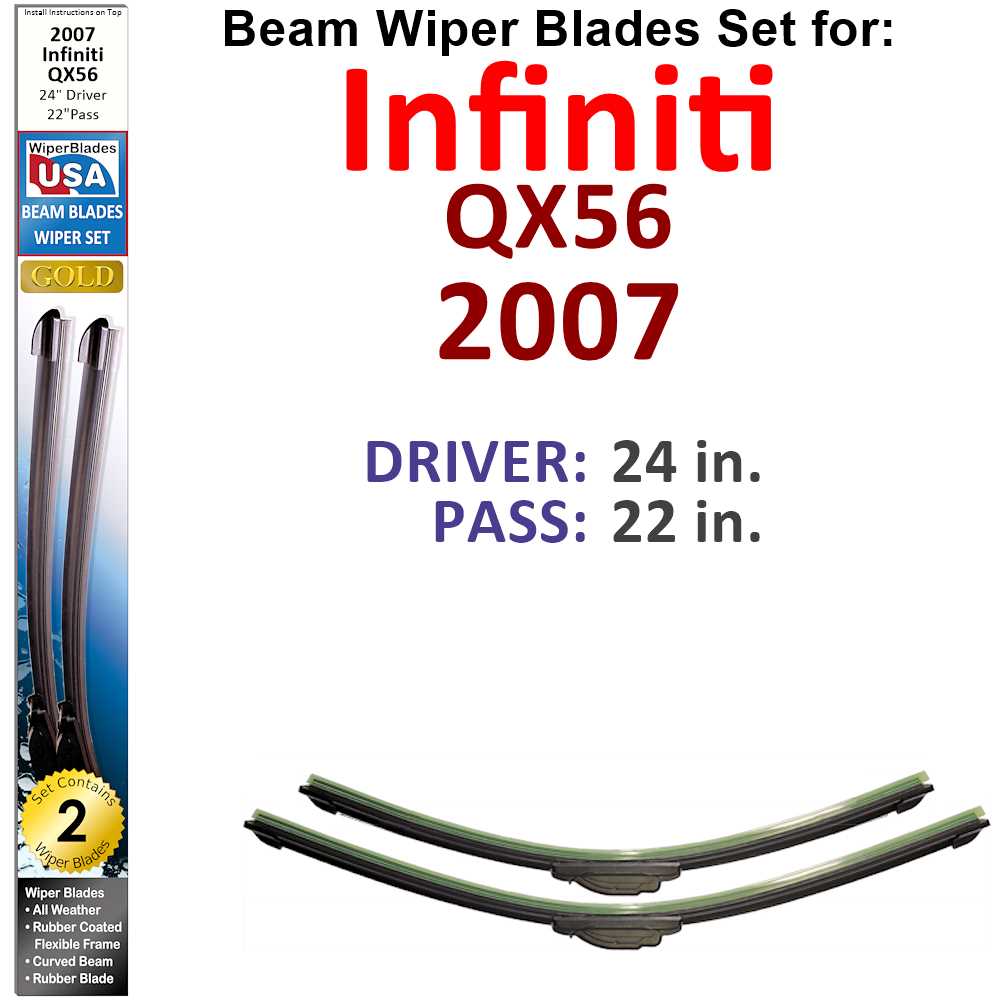 Beam Wiper Blades for 2007 Infiniti QX56 (Set of 2) - Premium Automotive from Bronze Coco - Just $30.99! Shop now at Rapidvehicles