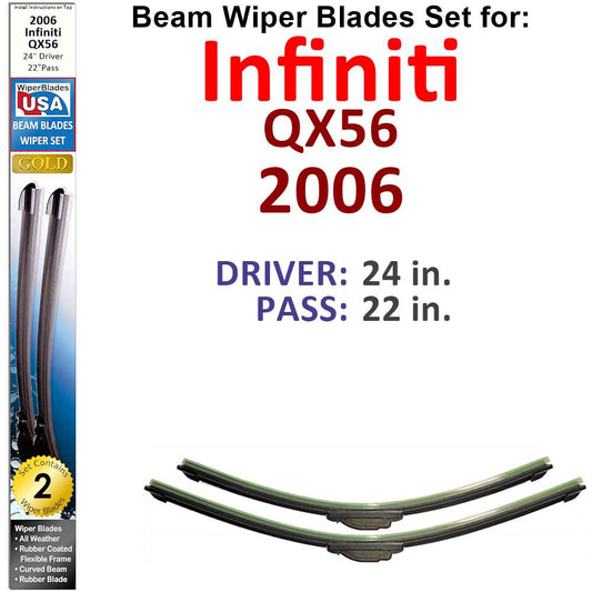 Beam Wiper Blades for 2006 Infiniti QX56 (Set of 2) - Premium Automotive from Bronze Coco - Just $39.99! Shop now at Rapidvehicles