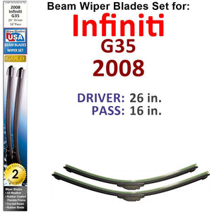 Beam Wiper Blades for 2008 Infiniti G35 (Set of 2) - Premium Automotive from Bronze Coco - Just $27.99! Shop now at Rapidvehicles