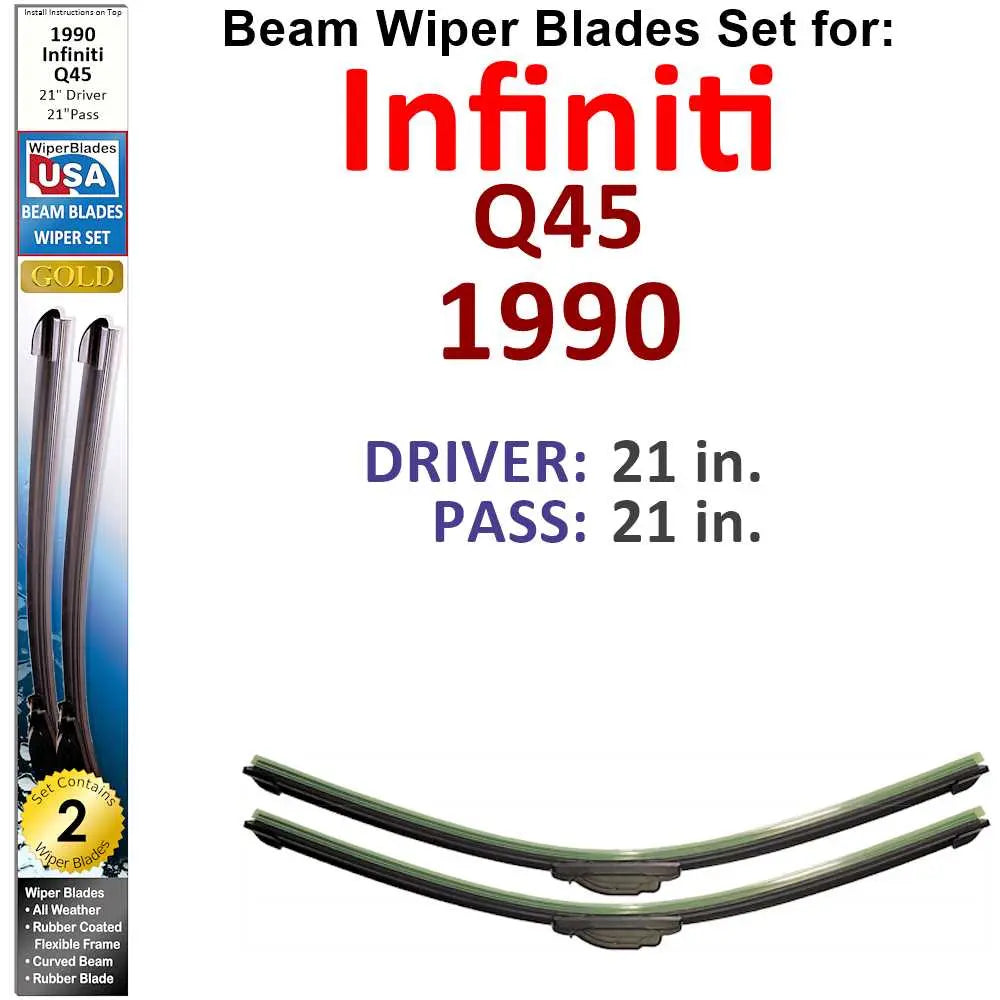 Beam Wiper Blades for 1990 Infiniti Q45 (Set of 2) 