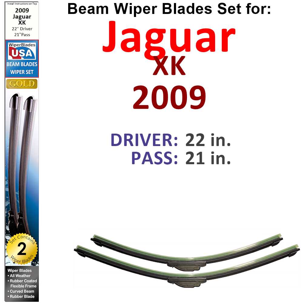 Beam Wiper Blades for 2009 Jaguar XK (Set of 2) - Premium Automotive from Bronze Coco - Just $35.99! Shop now at Rapidvehicles