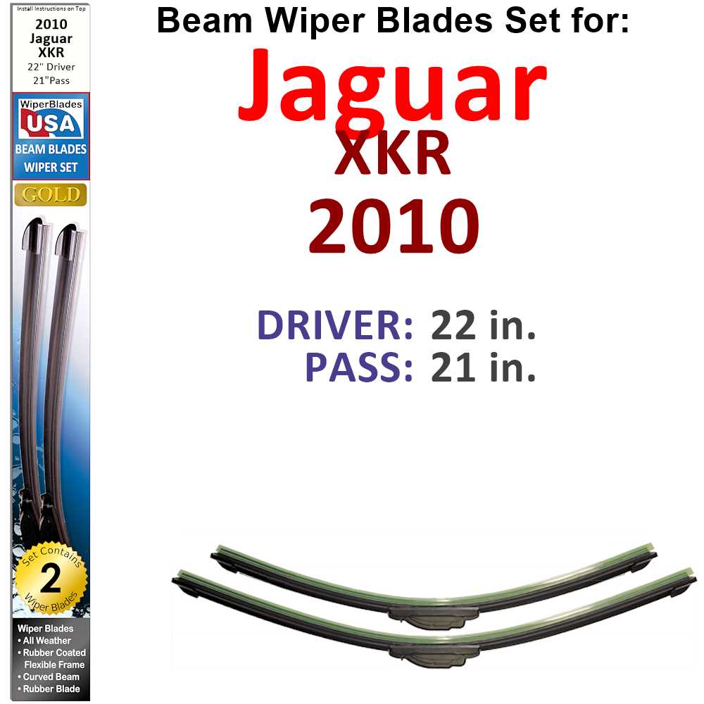 Beam Wiper Blades for 2010 Jaguar XKR (Set of 2) - Premium Automotive from Bronze Coco - Just $27.99! Shop now at Rapidvehicles