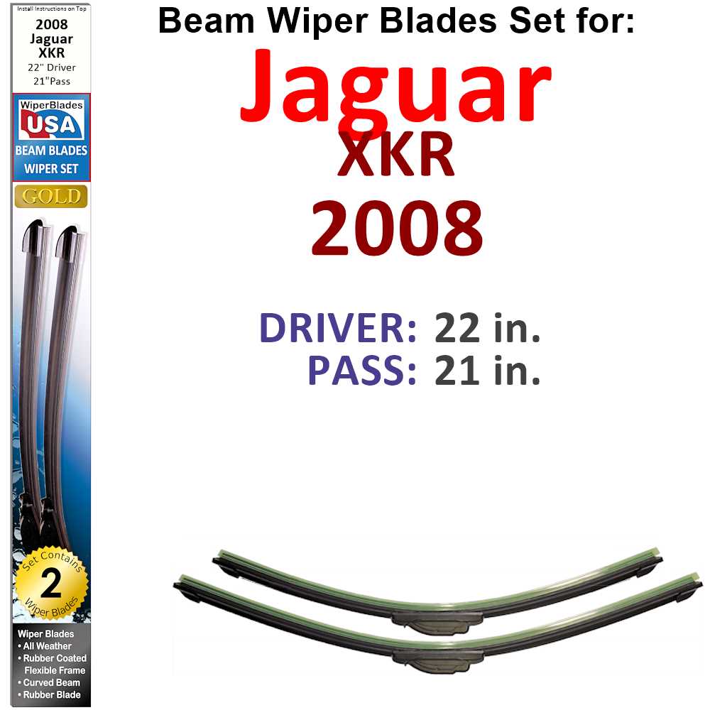 Beam Wiper Blades for 2008 Jaguar XKR (Set of 2) - Premium Automotive from Bronze Coco - Just $27.99! Shop now at Rapidvehicles