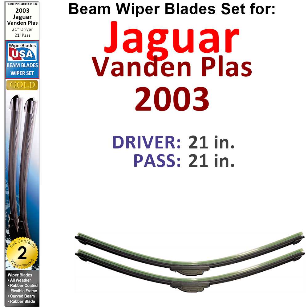 Beam Wiper Blades for 2003 Jaguar Vanden Plas (Set of 2) - Premium Automotive from Bronze Coco - Just $32.99! Shop now at Rapidvehicles