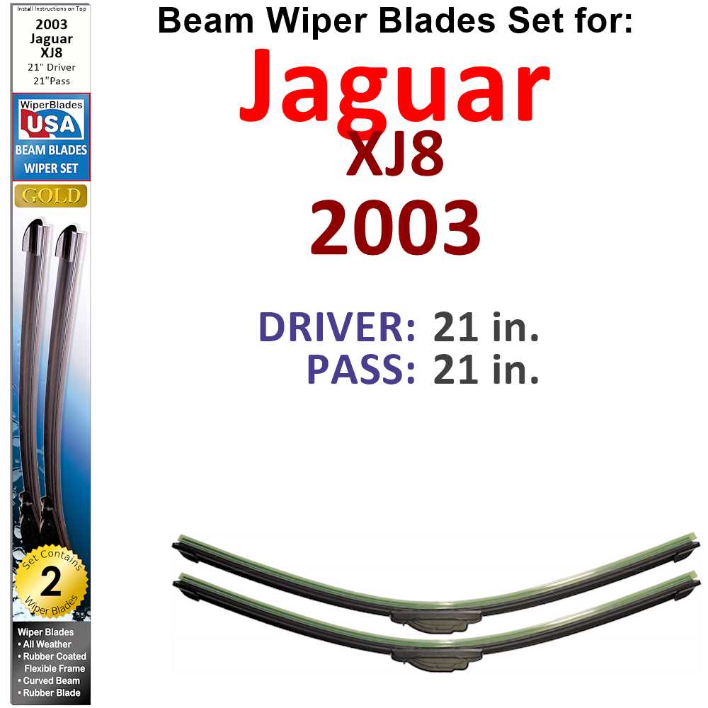 Beam Wiper Blades for 2003 Jaguar XJ8 (Set of 2) - Premium Automotive from Bronze Coco - Just $32.99! Shop now at Rapidvehicles