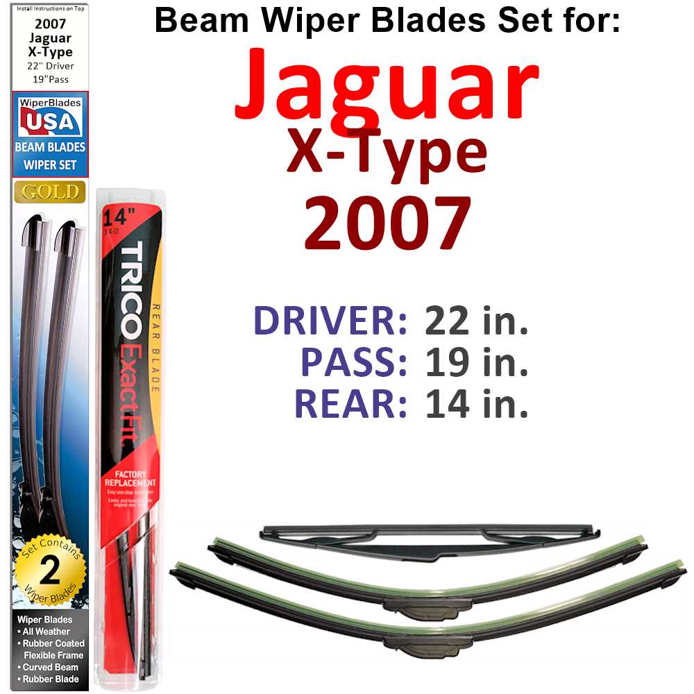 Beam Wiper Blades for 2007 Jaguar X-Type (Set of 3) - Premium Automotive from Bronze Coco - Just $44.99! Shop now at Rapidvehicles