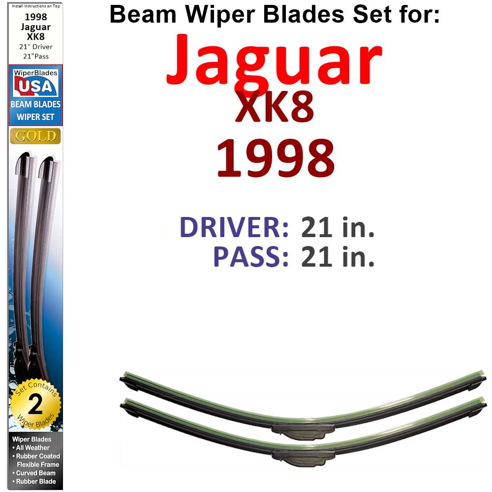 Beam Wiper Blades for 1998 Jaguar XK8 (Set of 2) - Premium Automotive from Bronze Coco - Just $32.99! Shop now at Rapidvehicles