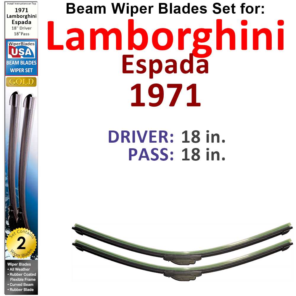 Beam Wiper Blades for 1971 Lamborghini Espada (Set of 2) - Premium Automotive from Bronze Coco - Just $32.99! Shop now at Rapidvehicles