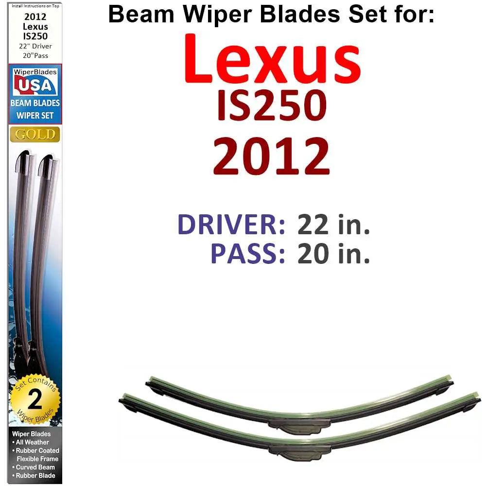 Beam Wiper Blades for 2012 Lexus IS250 (Set of 2) - Premium Automotive from Bronze Coco - Just $39.99! Shop now at Rapidvehicles