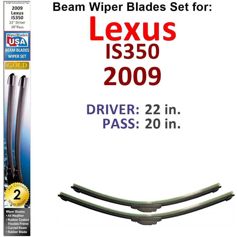 Beam Wiper Blades for 2009 Lexus IS350 (Set of 2) - Premium Automotive from Bronze Coco - Just $32.99! Shop now at Rapidvehicles