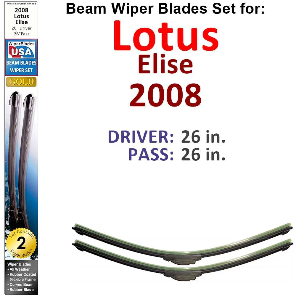 Beam Wiper Blades for 2008 Lotus Elise (Set of 2) - Premium Automotive from Bronze Coco - Just $32.99! Shop now at Rapidvehicles