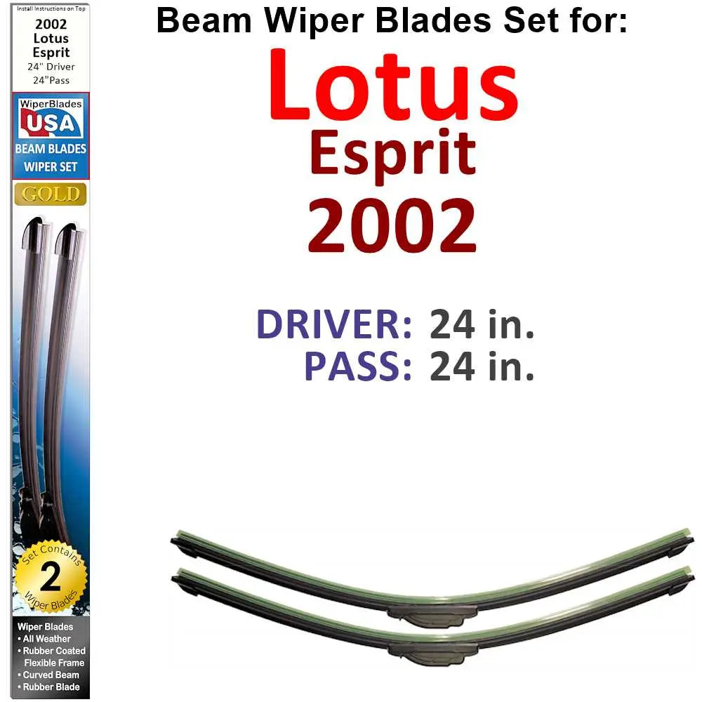 Beam Wiper Blades for 2002 Lotus Esprit (Set of 2) 