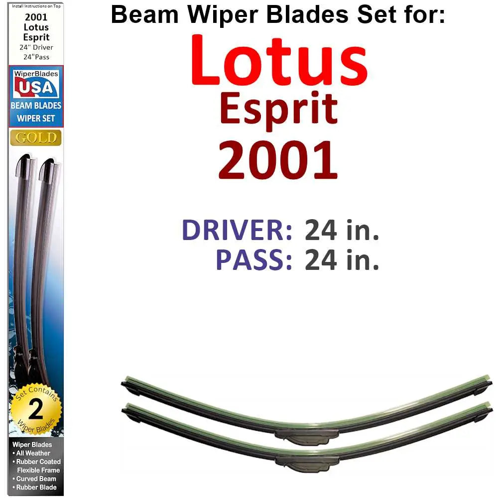 Beam Wiper Blades for 2001 Lotus Esprit (Set of 2) 