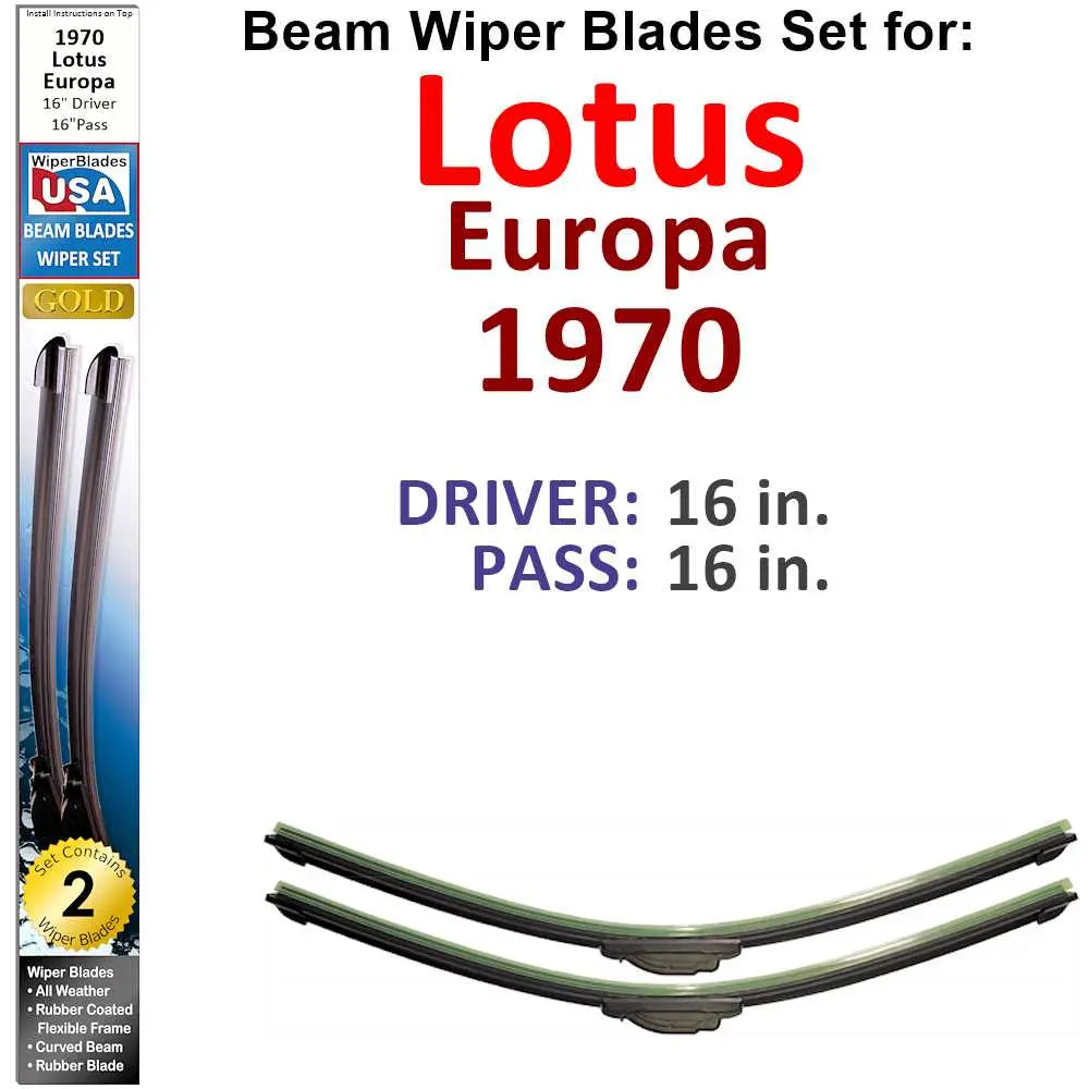 Beam Wiper Blades for 1970 Lotus Europa (Set of 2) 