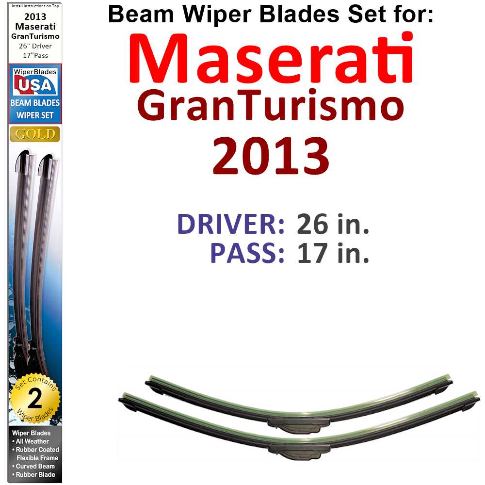 Beam Wiper Blades for 2013 Maserati GranTurismo (Set of 2) - Premium Automotive from Bronze Coco - Just $27.99! Shop now at Rapidvehicles