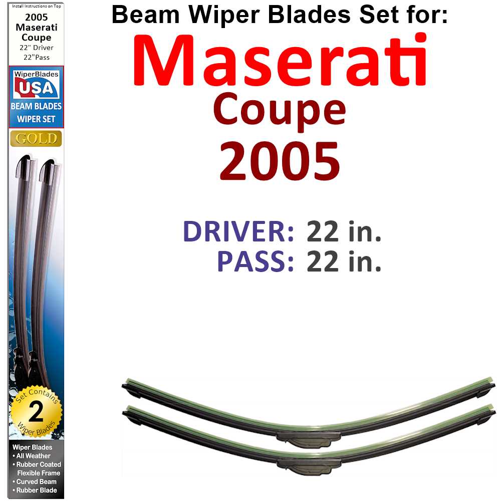 Beam Wiper Blades for 2005 Maserati Coupe (Set of 2) - Premium Automotive from Bronze Coco - Just $32.99! Shop now at Rapidvehicles