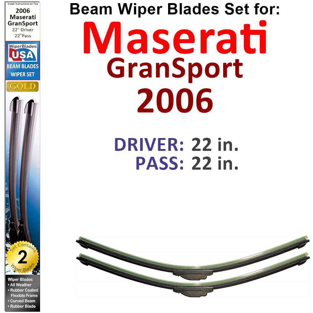 Beam Wiper Blades for 2006 Maserati GranSport (Set of 2) - Premium Automotive from Bronze Coco - Just $27.99! Shop now at Rapidvehicles