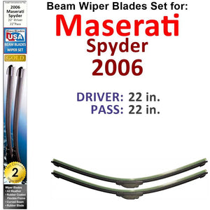 Beam Wiper Blades for 2006 Maserati Spyder (Set of 2) - Premium Automotive from Bronze Coco - Just $27.99! Shop now at Rapidvehicles