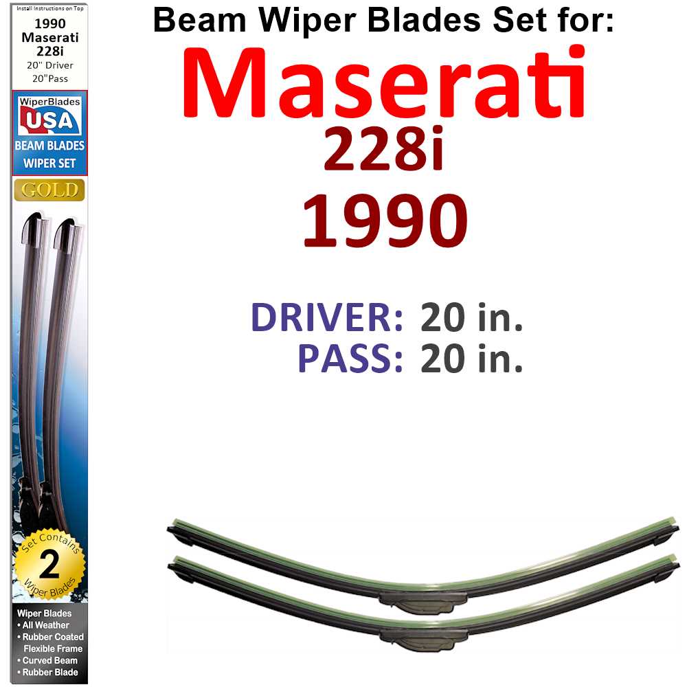 Beam Wiper Blades for 1990 Maserati 228i (Set of 2) - Premium Automotive from Bronze Coco - Just $35.99! Shop now at Rapidvehicles