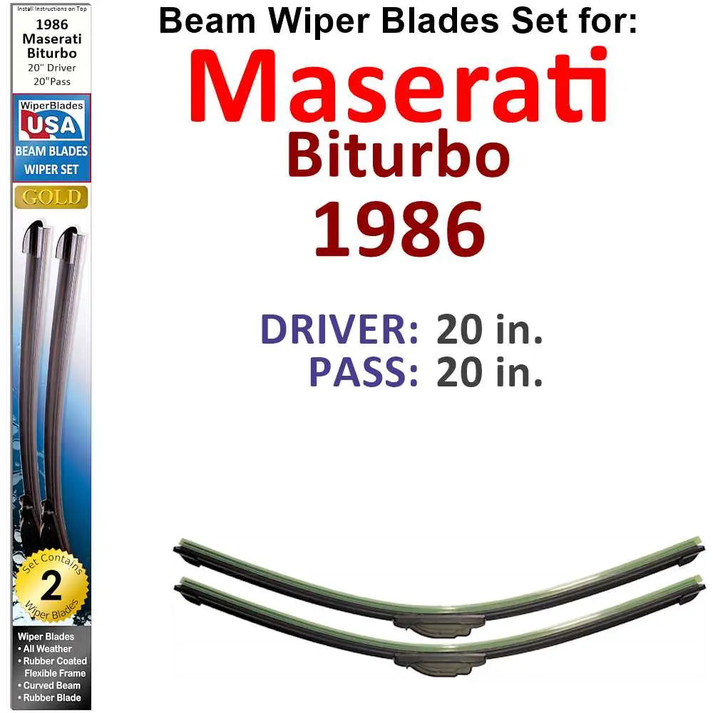 Beam Wiper Blades for 1986 Maserati Biturbo (Set of 2) - Premium Automotive from Bronze Coco - Just $35.99! Shop now at Rapidvehicles