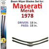 Beam Wiper Blades for 1978 Maserati Merak (Set of 2) - Premium Automotive from Bronze Coco - Just $27.99! Shop now at Rapidvehicles