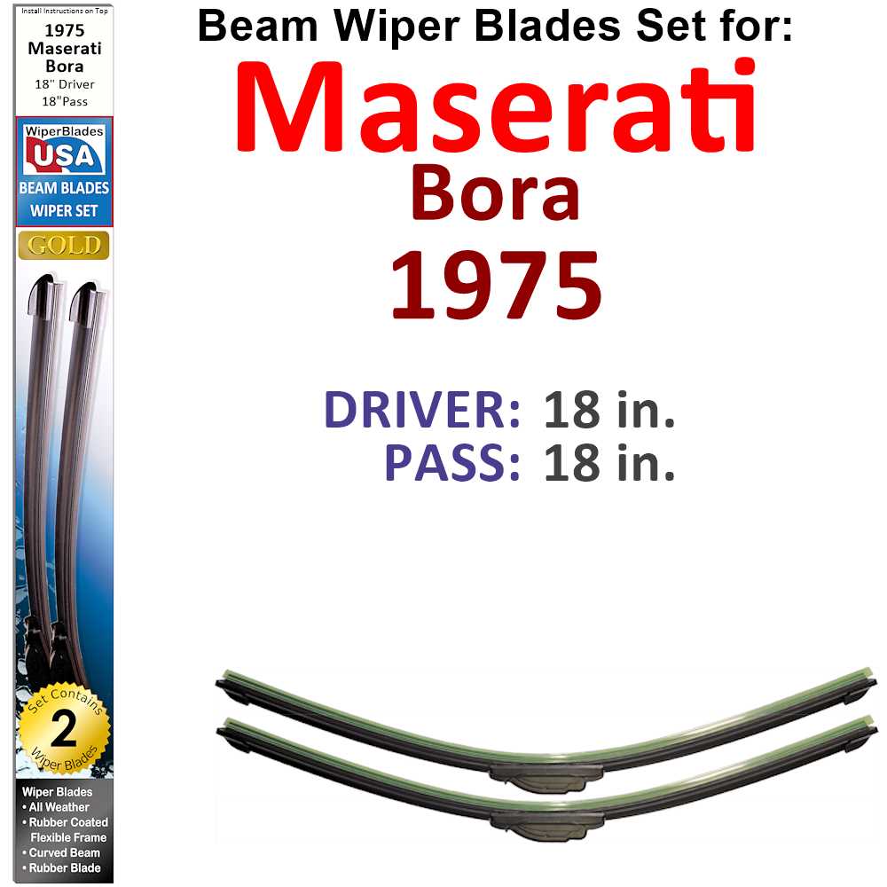 Beam Wiper Blades for 1975 Maserati Bora (Set of 2) - Premium Automotive from Bronze Coco - Just $32.99! Shop now at Rapidvehicles