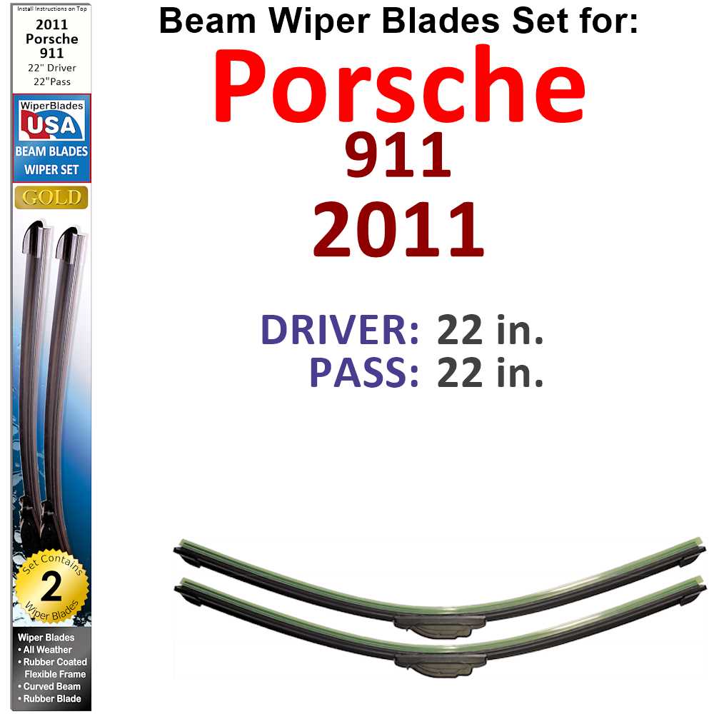 Beam Wiper Blades for 2011 Porsche 911 (Set of 2) - Premium Automotive from Bronze Coco - Just $27.99! Shop now at Rapidvehicles