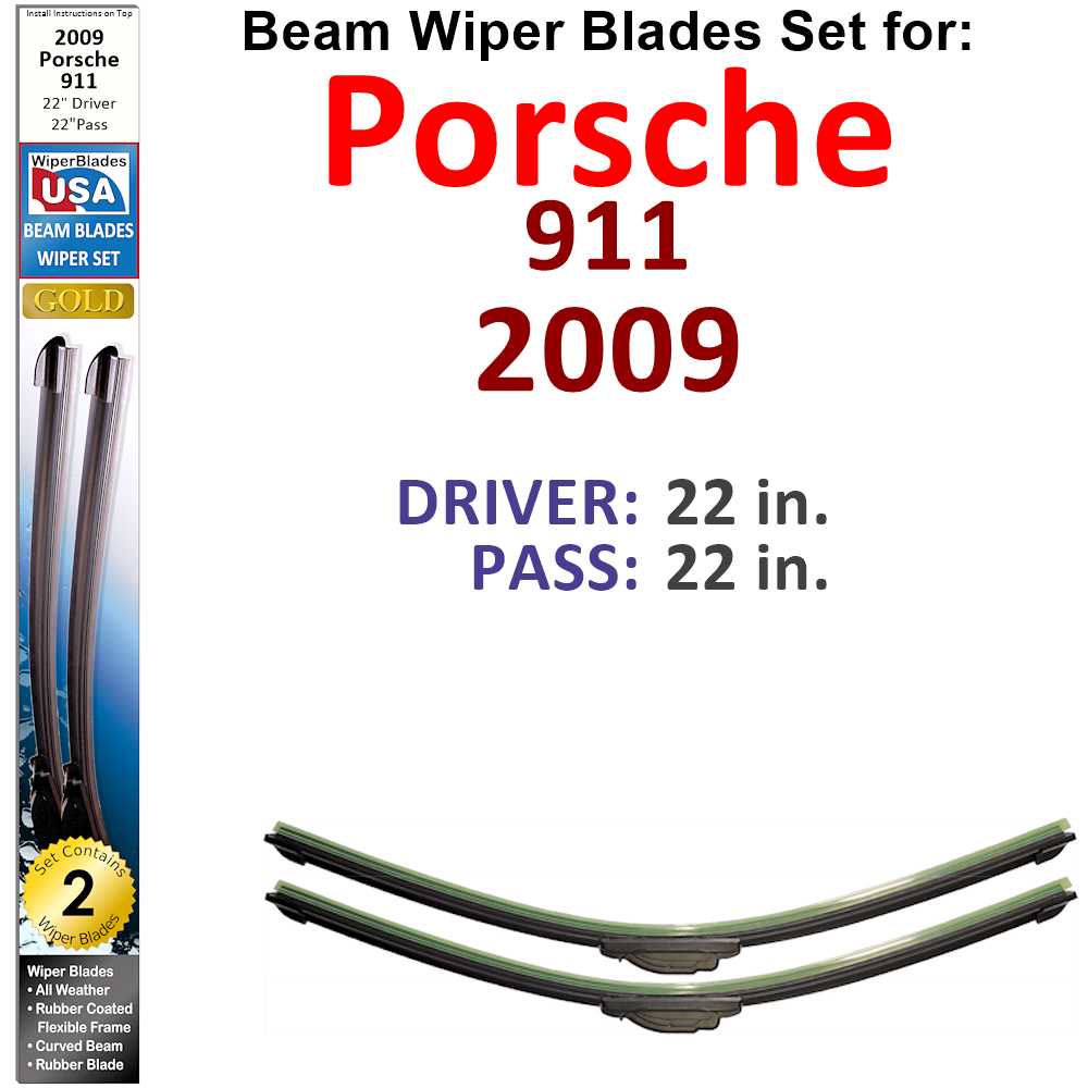 Beam Wiper Blades for 2009 Porsche 911 (Set of 2) - Premium Automotive from Bronze Coco - Just $27.99! Shop now at Rapidvehicles