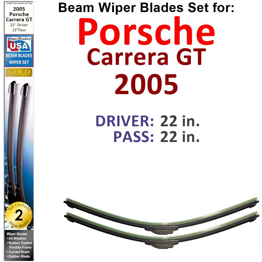 Beam Wiper Blades for 2005 Porsche Carrera GT (Set of 2) - Premium Automotive from Bronze Coco - Just $27.99! Shop now at Rapidvehicles