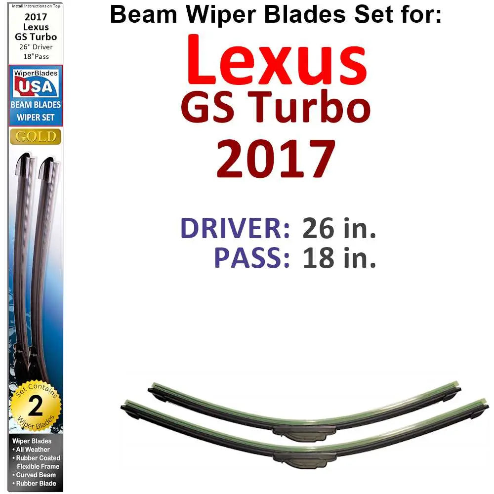 Beam Wiper Blades for 2017 Lexus GS Turbo (Set of 2) - Premium Automotive from Bronze Coco - Just $32.99! Shop now at Rapidvehicles