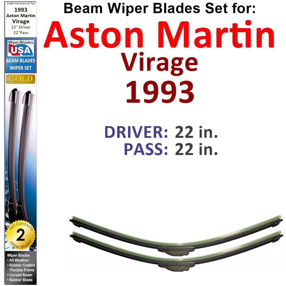 Beam Wiper Blades for 1993 Aston Martin Virage (Set of 2) - Premium Automotive from Bronze Coco - Just $32.99! Shop now at Rapidvehicles