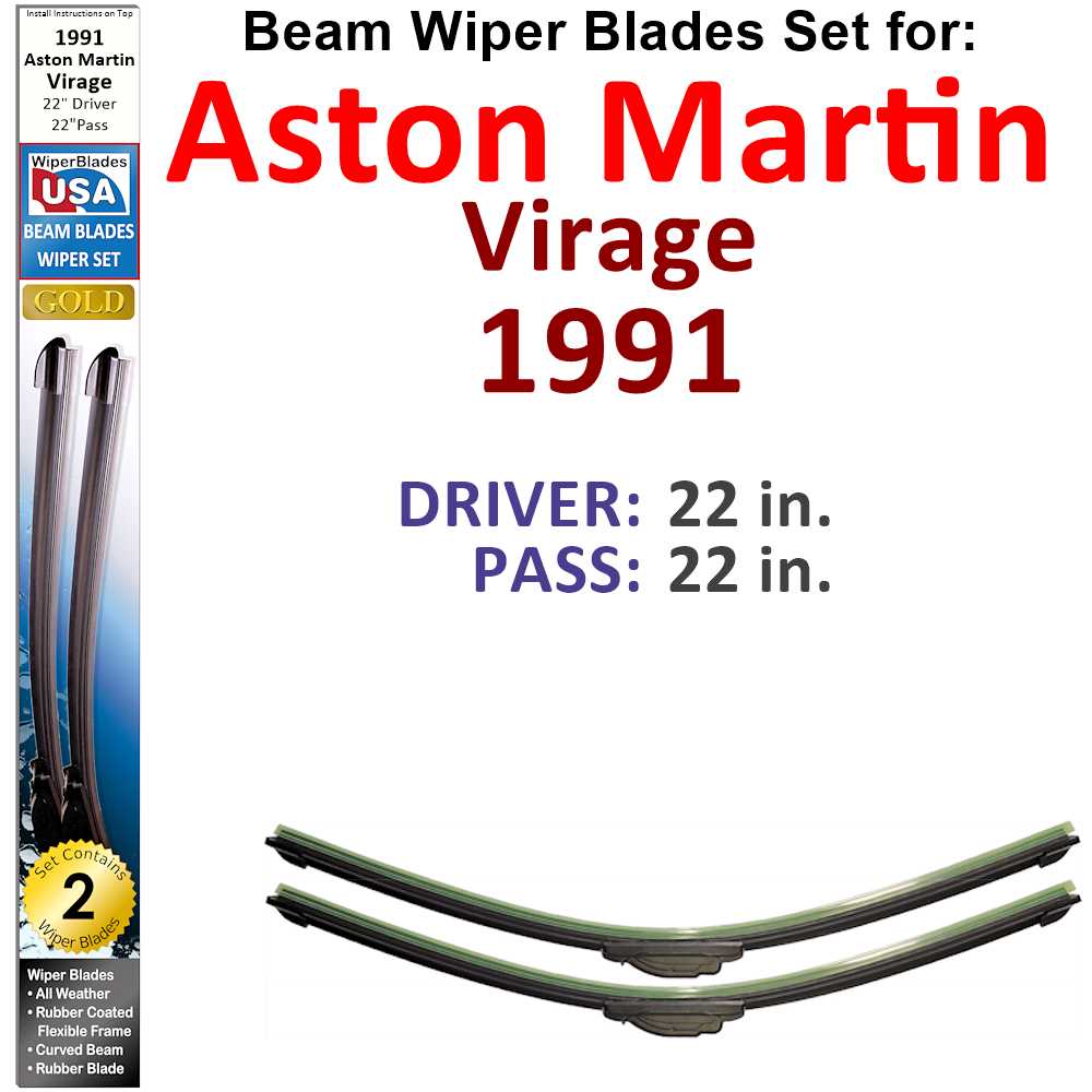 Beam Wiper Blades for 1991 Aston Martin Virage (Set of 2) - Premium Automotive from Bronze Coco - Just $27.99! Shop now at Rapidvehicles